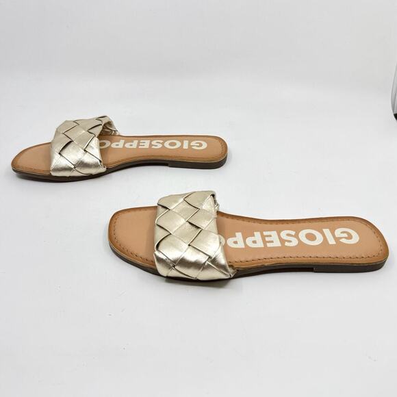 GIOSEPPO Woven Champagne Leather Mule Sandals - Picture 5 of 7